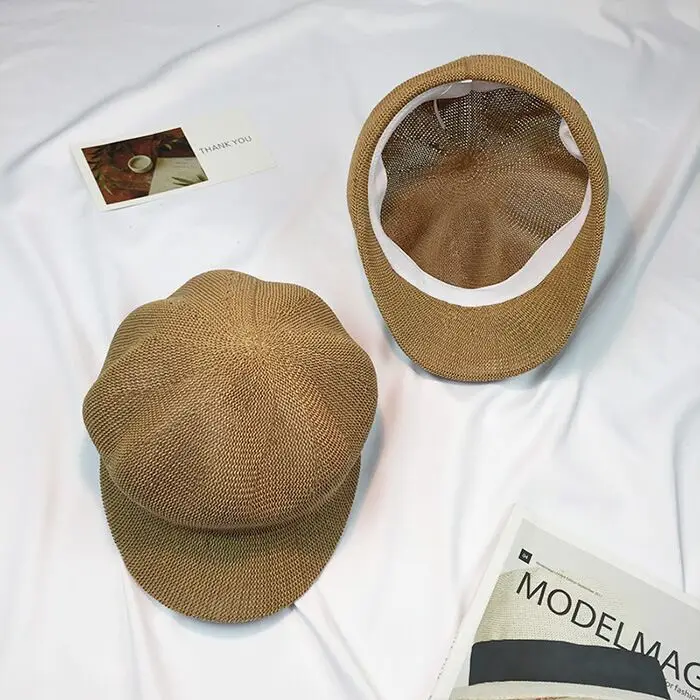 Hot Fashion Summer high quality Casual Unisex Beach Solid color Berets Sun Hat Panama Hat Paper Straw Women Men Cap