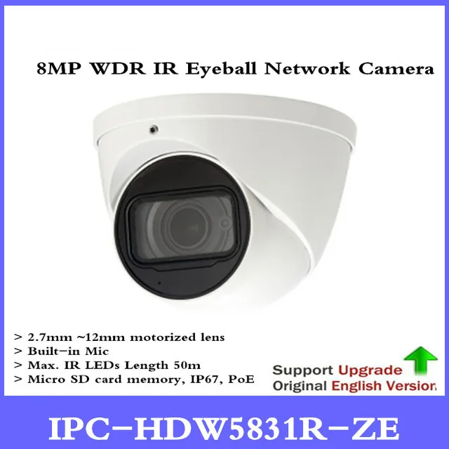 

DH New Original English version without logo IPC-HDW5831R-ZE 8MP WDR IR Eyeball Network Camera POE CCTV Built-in Mic IP67