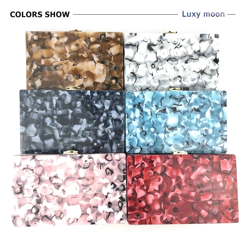 Luxy „Moon Bride“-Box-Clutch aus Acryl. Verfügbare Farben