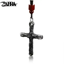 ZABRA Luxury Solid 925 Silver Crack Cross Pendant Vintage Design 4 Choices Rock Punk Biker Man Women Religion Jewelry soqmo solid 925 silver skull pendant for biker man cool snake budda sculpture mens vintage gothic punk pendants jewelry sqm023