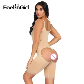 

Feelingirl Open Butt Bodysuit Seamless Waist Trainer Full Control Shapewear Queen Size Body Shaper