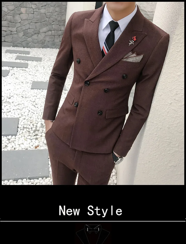 Весна, новая Корейская версия, тонкий прямой Повседневный облегающий хлопковый костюм, костюмы высокого качества(1 куртка+ 1 штаны+ 1 жилет
