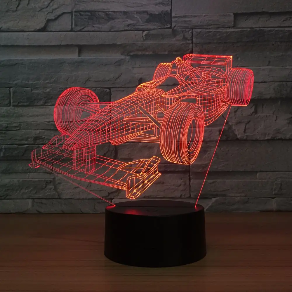 Спортивного гоночного автомобиля 3D светодиодный ночник с 7 цветами сенсорный сенсор дистанционное управление Любовь Подарки на день рождения для детей Поклонники Мальчики дропшиппинг