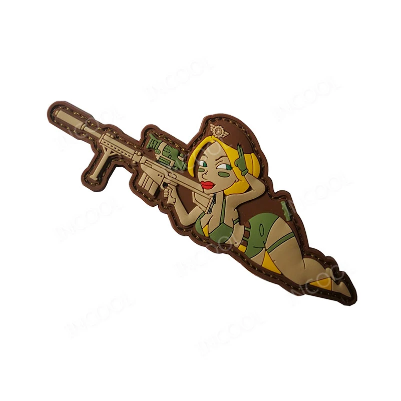 Бомба 3D ПВХ резиновый пистолет девушка патч сексуальный тактический военный боевой дух декоративные летающие нашивки Боевая эмблема Аппликации, бейджи крюк назад - Цвет: 3