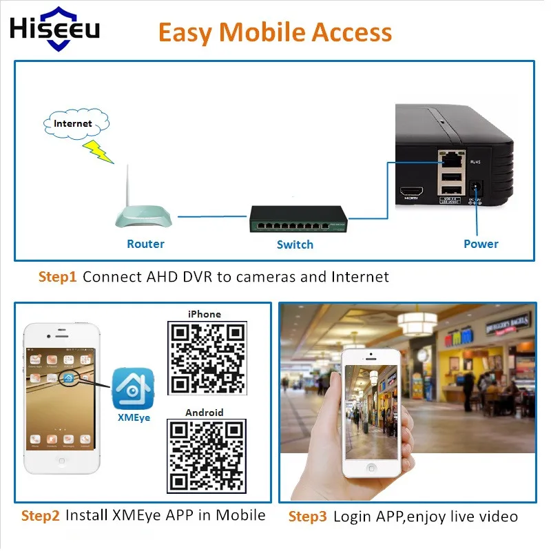 5 in 1 CCTV Mini DVR TVI CVI AHD CVBS IP Camera Digital Video Recorder 4CH 8CH AHD DVR NVR CCTV System P2P Security Hiseeu