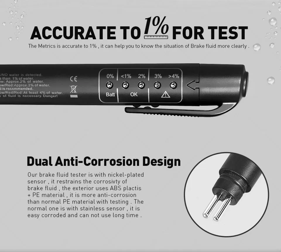 Для DOT3/DOT4 Высокая производительность Авто жидкостное тестирование тормозной жидкости тестер качества светодиодный индикатор дисплей инструмент для тестирования тормозной жидкости