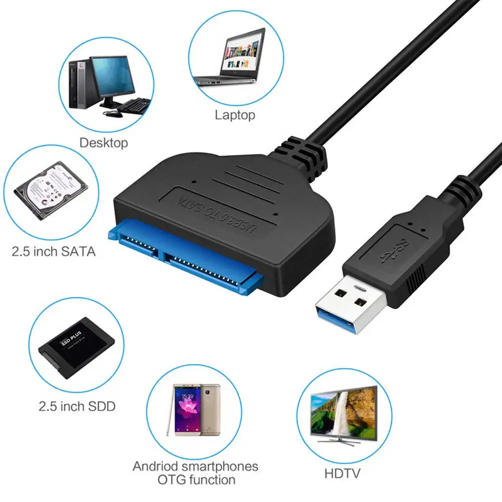 USB 3,0-SATA кабель-конвертер скорость до 6 Гбит/с подключается 2,5 дюймовый SATA жесткий диск 2,5 дюймов SSD HDD внешний жесткий диск
