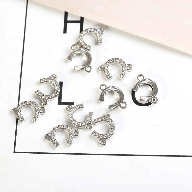 10pcs Inlay Rhinestone Infinite Symbol Charms Pendant Connector Jewelry Findings