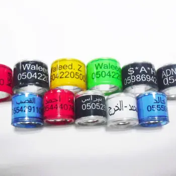 

Aluminium with Plastic Pigeon Ring with Arabic name free color