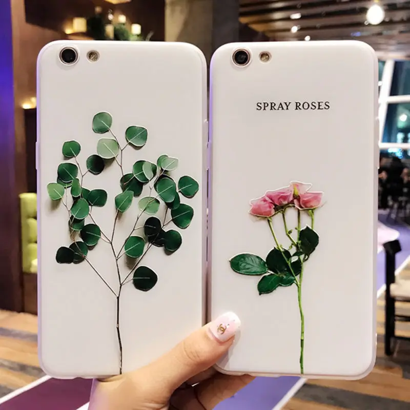 

3D Relief Green Leaves Phone Case For iPhone X XS XR XS Max 6 6S 7 8 Plus Flower Leaf Phone Back Cover TPU Silicon Cases