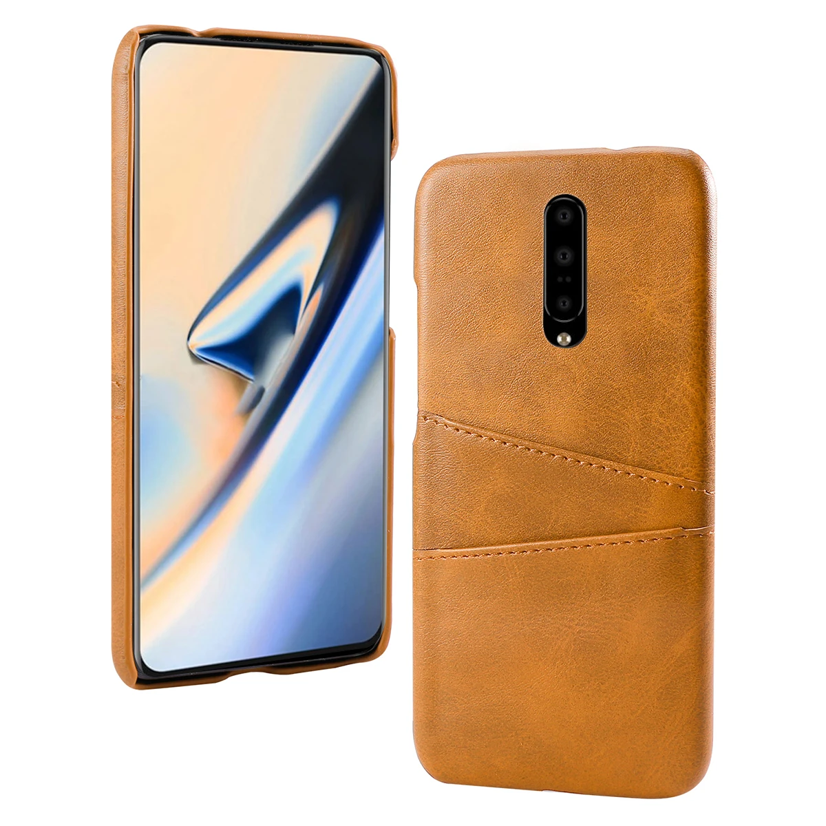 

For OnePlus 7 7 Pro Case Vintage Calf Grain PU Leather PC Hard Cover For Oneplus 7 Pro One plus 7 Case with 2 Card Slots