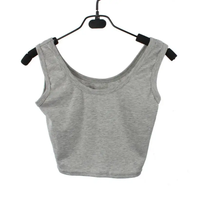 Trendzone 501 Для женщин плотно Растениеводство Топ Тощий О-образным вырезом футболки танец короткий жилет - Цвет: Серый