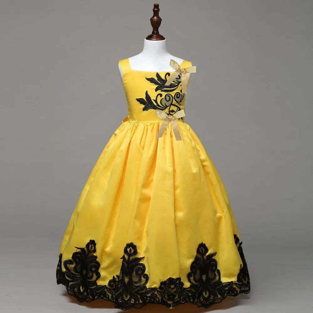 Buy Girls Satin Classic Bright Yellow Princess Dress