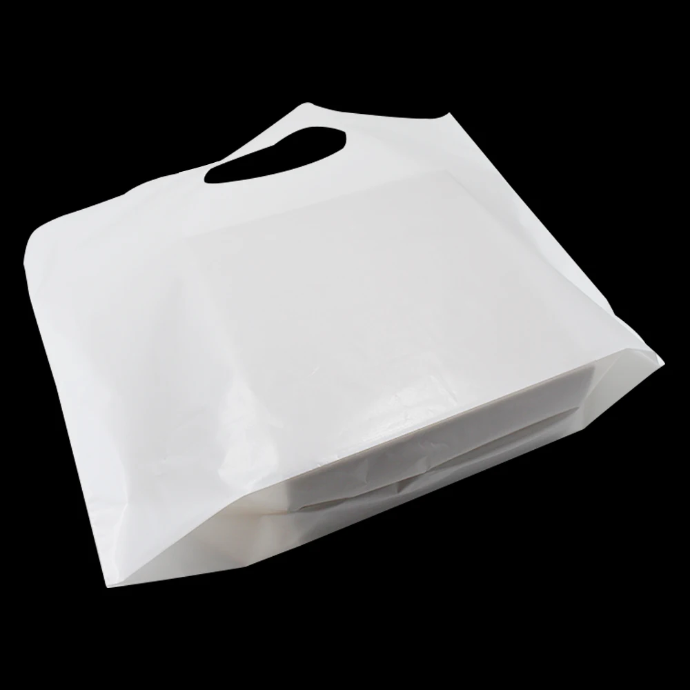 50 шт./лот белый Пластик посылка сумка с ручкой Бакалея магазине продается несущей Pacaging мешок Одежда Подарки упаковки конфет мешок