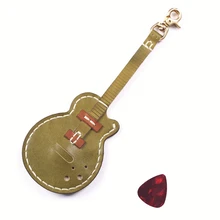 Gathersun Mini tarjeta de acceso Protector regalo para amante de la guitarra Pick Set Handmade cuero genuino guitarra caso