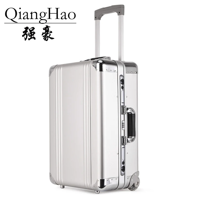 

20 inch 100% All aluminium spinner travel brand suitcase hand luggage trolley with wheel