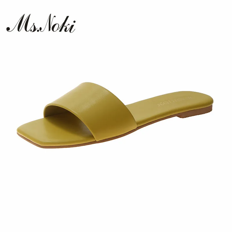 

Fashion outside lager size summer slippers women flat with One word ladies slipper Retro wedges platforms woman casual slippers