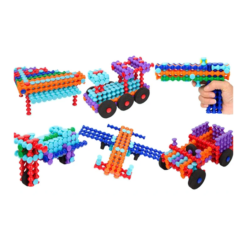 Goede Bamboe Sticks Bouwstenen Assembleren Creatieve Flexibele Denken Speelgoed 130 stks Milieuvriendelijke Plastic Materiaal Duurzaam
