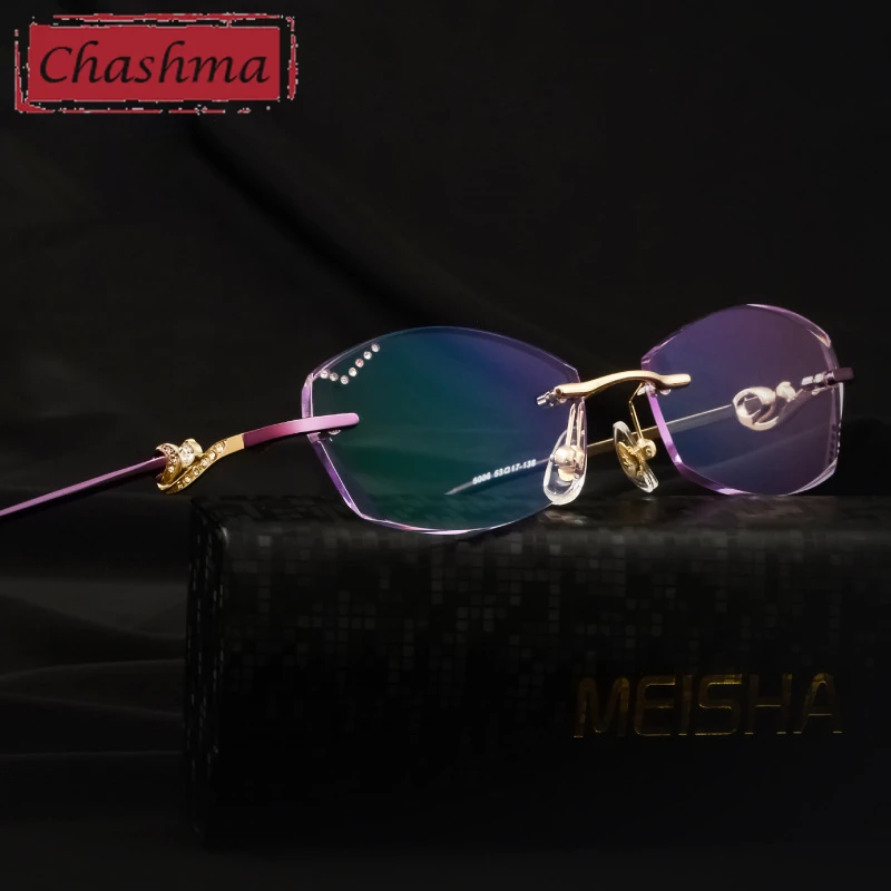 

Chashma Eyeglasse Rimless Anti Blue Ray Computer Glasses Optical Frames oprawki okularowe damskie occhiali da vista donna Purple