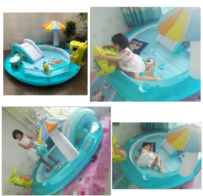 inflatable family baby mushroom pool with water slide (6)