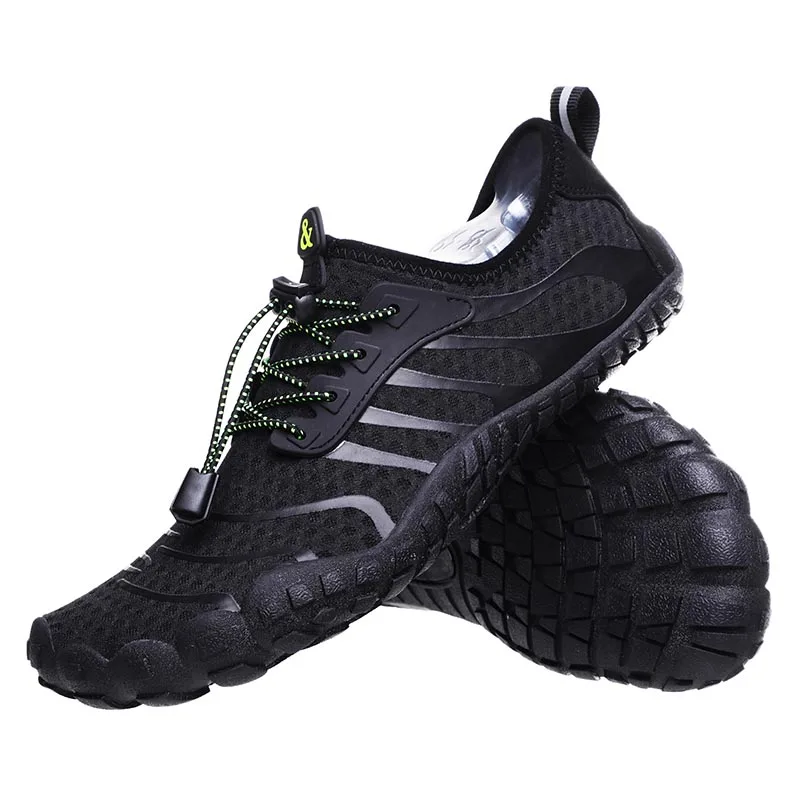 Мужская и женская обувь для водных видов спорта быстросохнущая легкая обувь с широким носком - Цвет: Черный