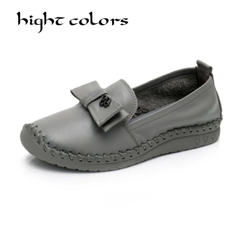 

2018 Genuine Cow leather Women's Loafers Fashion Handmade Moccasins Soft Leather Blue Slip On Woman Boat Shoe PLUS SIZE 35~43