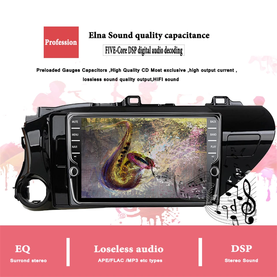 Top Android 9.1 4GB 64GB Octa Core Car DVD Player For Toyota Hilux 2012 - 2015 Car Radio Multimedia GPS Navigation AUX Tape Recorder 7