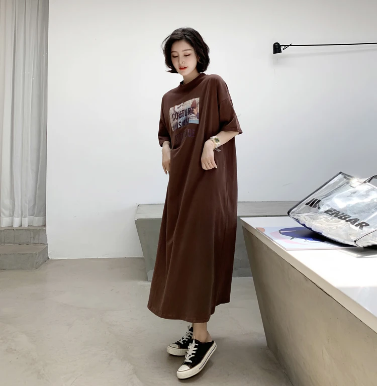 New 2020 Fashion streetwear letter words print maxi long dress boho beach sundress vestidos zomerjurk dames