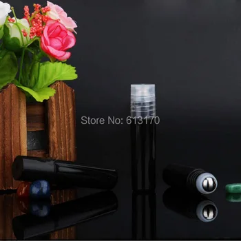 

50pcs 5ml PP Roller Bottles,Steel bead,Black,Empty Roll on Bottle for Essential Oil,Perfume,Mini Sample Vials Cosmetic Packing