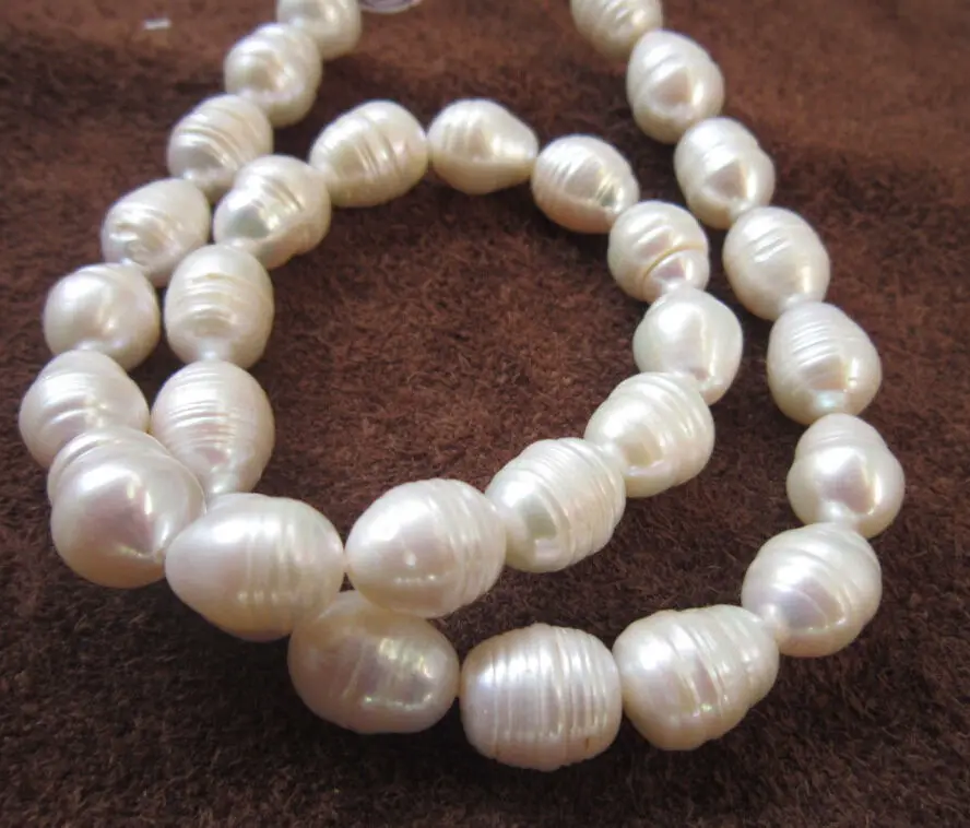 

classic 12-13mm south sea white baroque pearl necklace 18inch 925silver