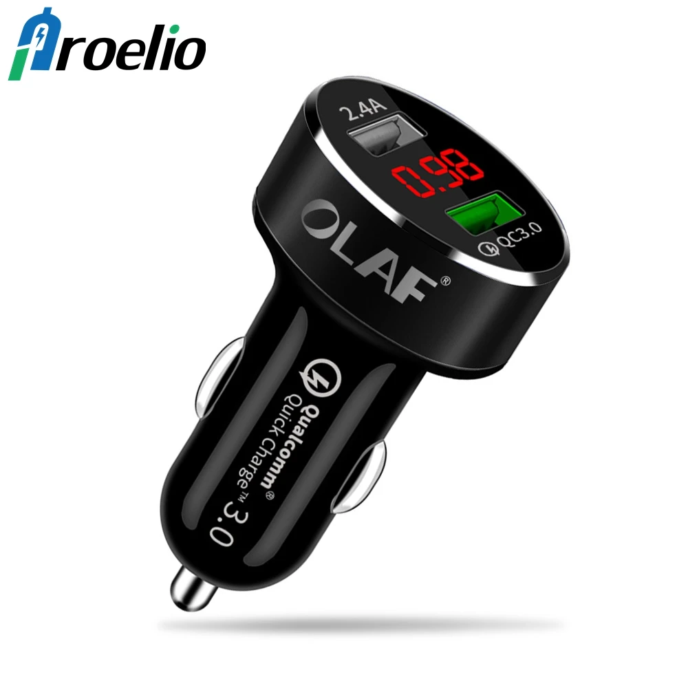 Proelio LED Digital Dispaly Dual Ports QC Quick Charger 3.0 Fast USB Car Charger For iPhone 6 7 8 Plus X XR XS Max Phone Charger Proelio LED Digital Dispaly Dual Ports QC Quick Charger 3.0 Fast USB Car Charger For iPhone 6 7 8 Plus X XR XS Max Phone Charger