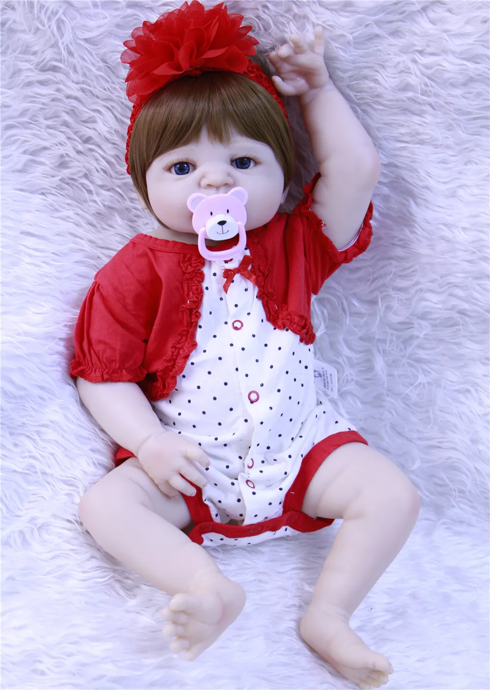 

23 Inch Bebes Reborn Girl Doll Full Silicone Vinyl reborn baby dolls Realistic Princess Baby Toy Doll For Children's Day Gifts