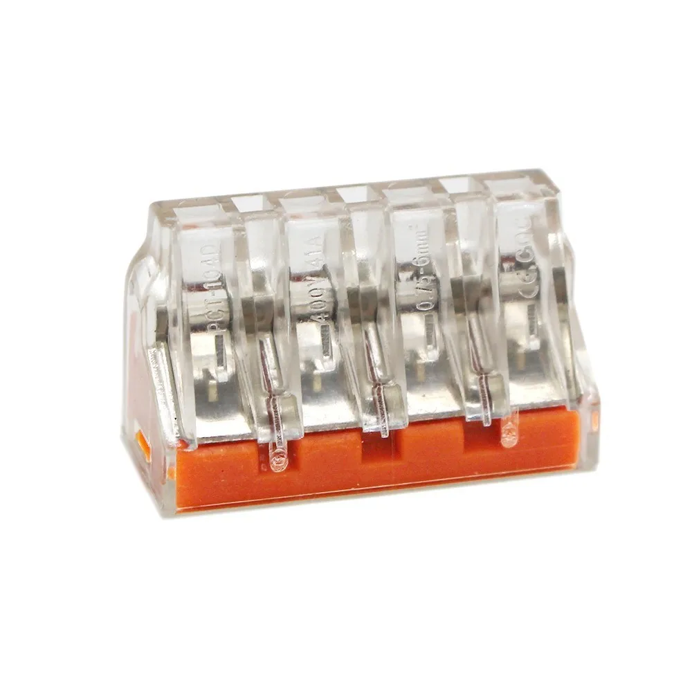 

(10pcs/lot) 4-pin type push wire quick connector for 0.75~6.0mm cable terminal block PCT-104D High Current 4 connector