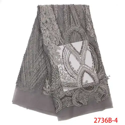 Кружево ручной работы, африканская кружевная ткань с бисером, высокое качество, кружевные материалы, нигерийские французские кружевные ткани для свадебного платья XY2736B-2 - Цвет: picture 4
