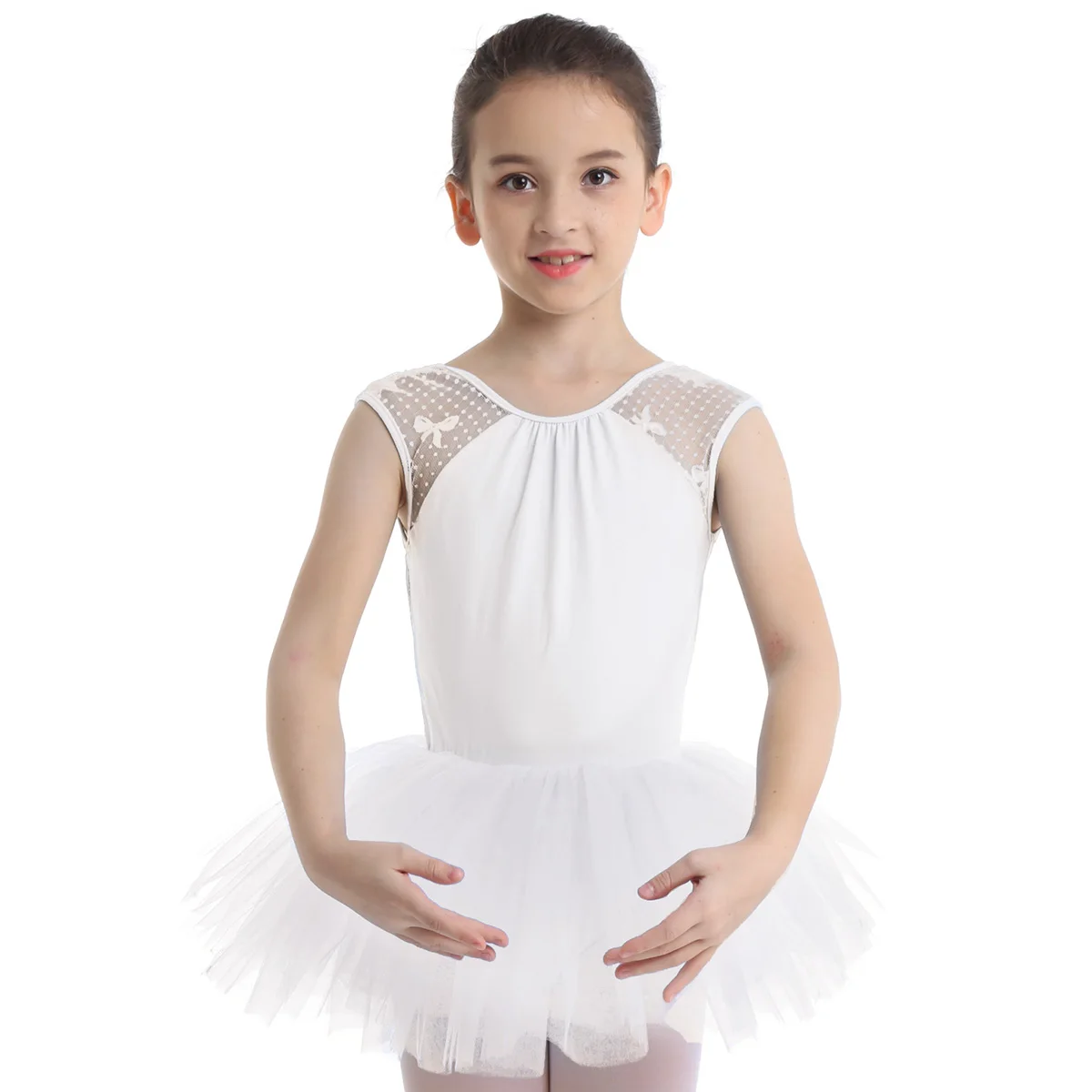 IIXPIN/детское балетное платье-пачка для девочек кружевное платье без рукавов с u-образной спинкой, балетное танцевальное гимнастическое трико, платье-пачка для девочек - Цвет: White