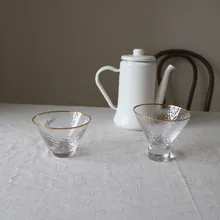 Китай молоток шаблон стеклянная чашка термостойкая бамбуковая Сплит шляпа стеклянная креманка контейнер пустыни позолоченная кромка