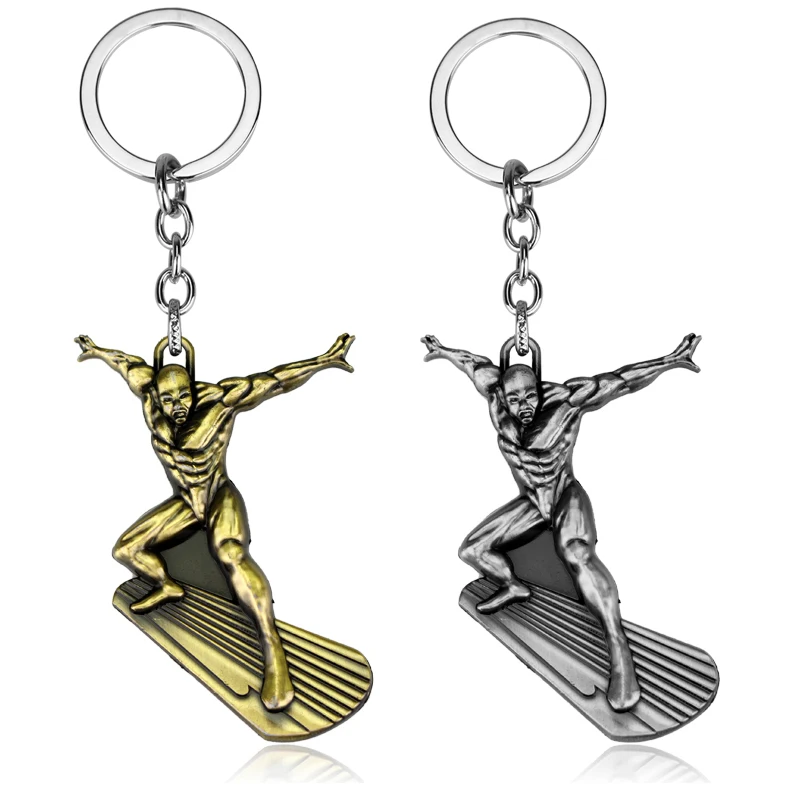 

DC Marvel Comic Fantastic Four X-Men Key Chain Silver Surfer Key Rings Chaveiro Car Keychain Jewelry Movie Key Holder Souvenir
