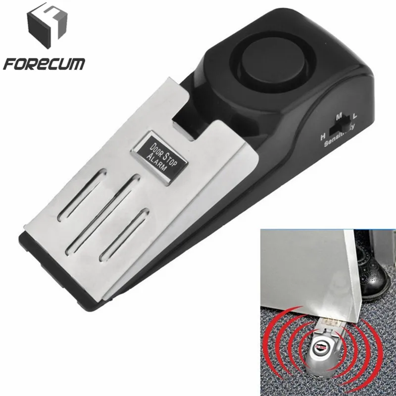 

FORECUM Door Stop Alarm Mini Wireless Vibration Triggered Home Wedge Shaped Stopper Alert Security System Block Blocking System