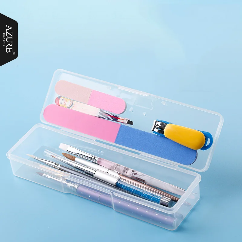 

Azure Beauty Plastic Nail Storage Box 1Pcs Transparent Nail Tools Storage Box 2 Size Choose Manicure Tools Origanizer Box