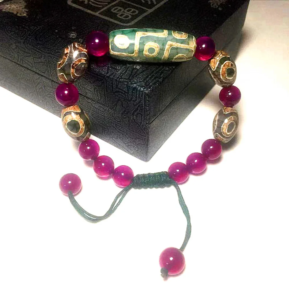 Тибетский Агат Дзи зеленый хаки lucky 9 eyes мужской и женский браслет плетеный веревочный браслет регулируемый