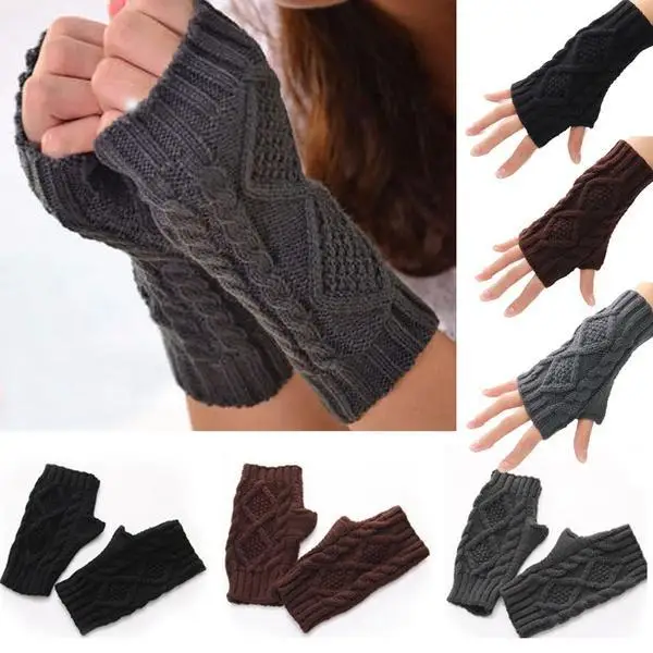 NIBESSERPair перчаток унисекс Мужские и женские гетры для запястья без пальцев Вязаные длинные перчатки милые перчатки