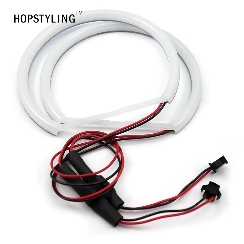 Koop 1 set (4*131mm) xenon Wit Katoen licht SMD LED Angel eyes voor BMW E36 E38 E46 Projecotr BMW E39 led koplamp auto styling