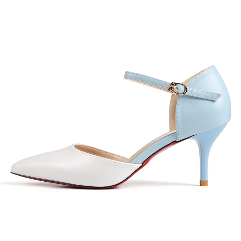 Femmes Cuir Véritable Talons Cheville Chaussures 392 Rivets 2018 1 blanc Pointu Rose Bout Hauts Rouge Pompes En Bas Mode dcqp7