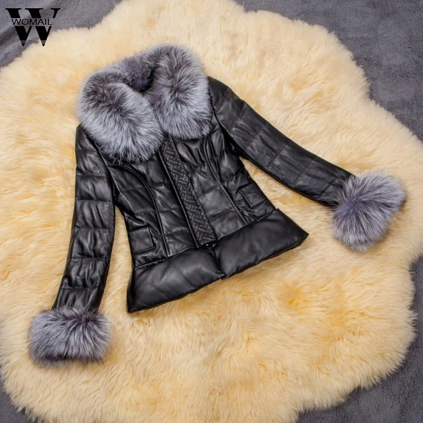 Épais Charmdemon De Cuir Veste Faux D'hiver Fourrure Douce Col En Pu Dr14 Manteau Outwear 8r6ng8Zx