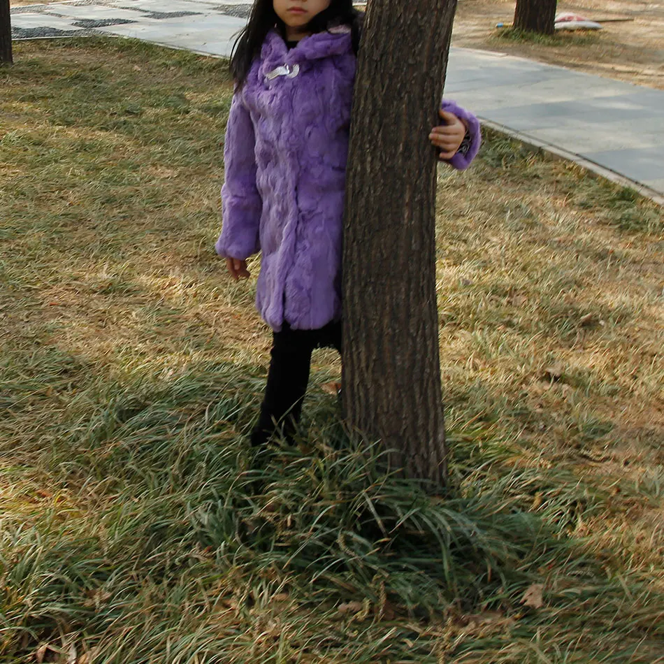 Зимнее пальто из меха норки, лисы, кролика; плотное детское длинное пальто для девочек; Осенняя теплая детская верхняя одежда с кроличьим мехом