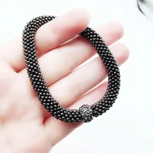 Bola de cristal Pulseira & Bangle Elastic Snowflak Butterful Pulseiras Para Mulheres Handmade Contas Shambhala pulseira masculina