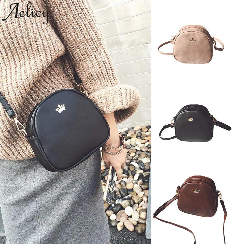 

Aelicy bags for women 2018 Fashion Lady Handbag Messenger Bags PU Leather Shoulder Crossbody Bag girls Crown Evening Bags