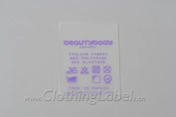

Custom clear clothing label with purple logo,personalized name tag, transparent tpu label for clothing accessories,swimwear,