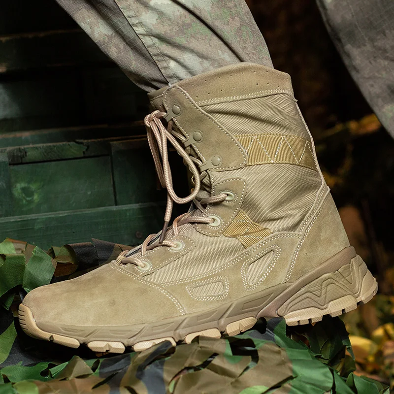 Мужские качественные брендовые кожаные ботинки в военном стиле; Тактический пустынный военный катер; Уличная обувь; мужская обувь на плоской подошве; безопасность рабочие ботинки