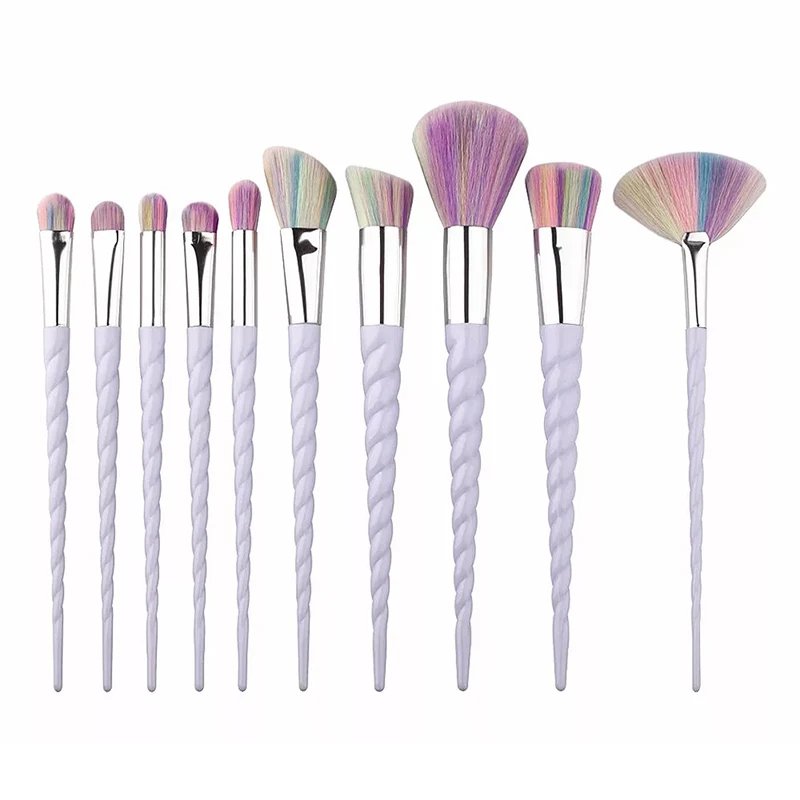 

10Pcs Professional Unicorn Makeup Brushes Set Pincel Maquiagem Base Foundation Powder Cosmetics blending blue Make Up brush